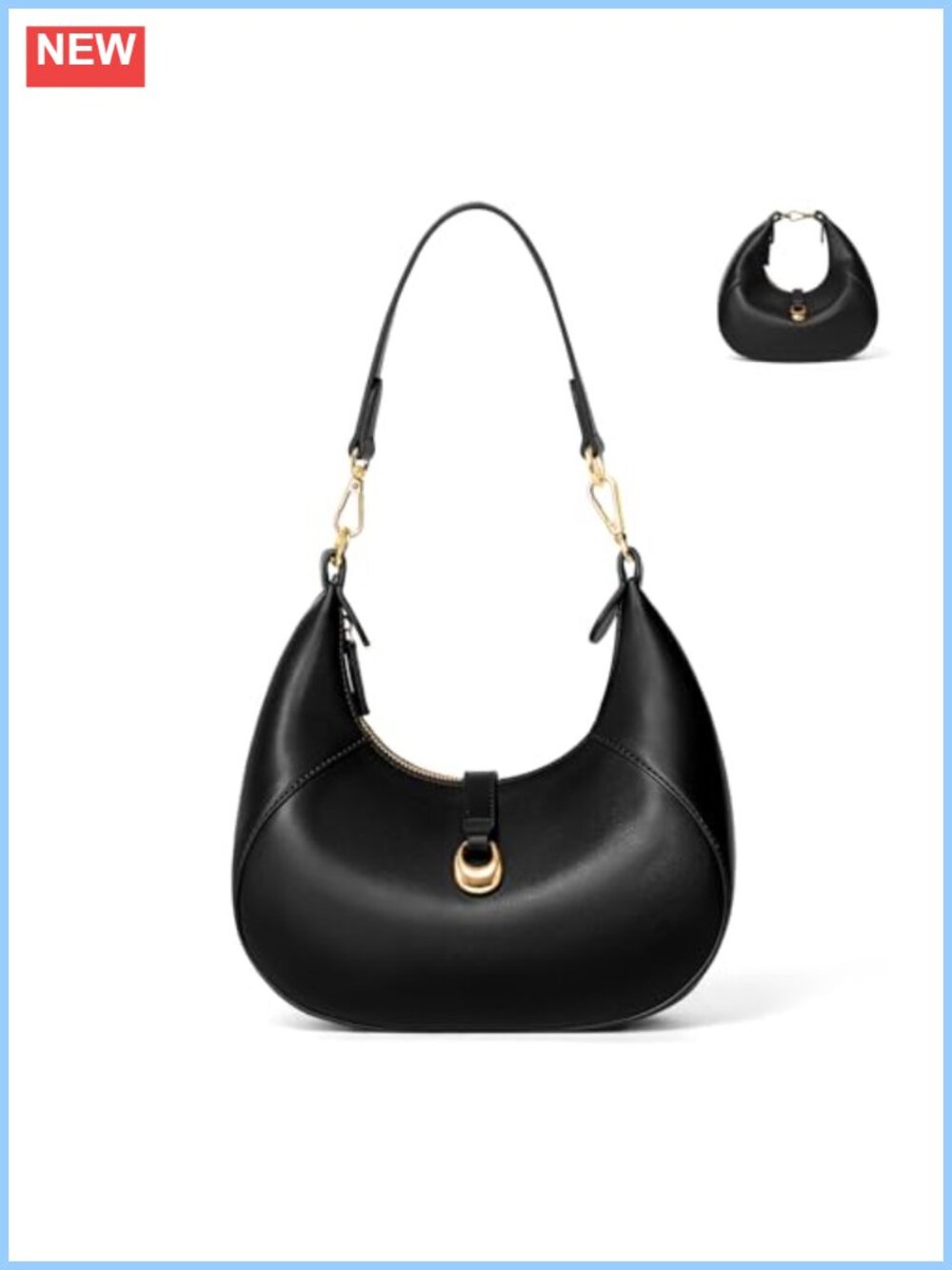 Soft Vegan Leather Crescent Shoulder Bag Small Hobo with Removable Strap